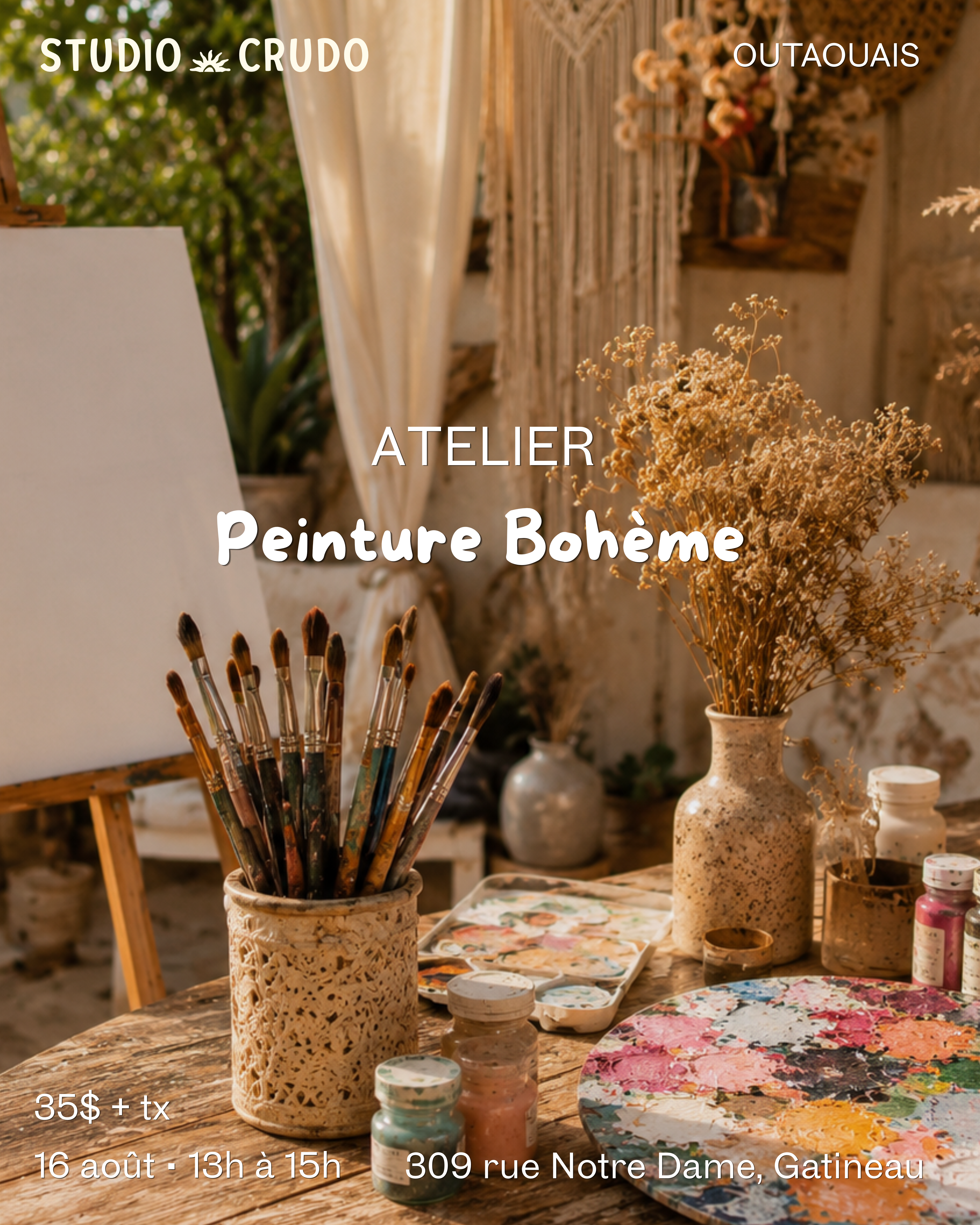 Atelier de peinture intuitive Bohème - 16 Août 13h à 15h